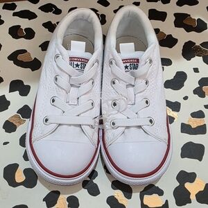 Converse Kids Sneakers in White with Red Trim